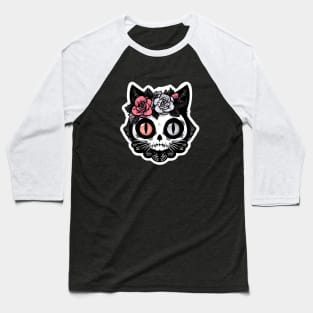 Dia de Los Muertos Undead Cat Baseball T-Shirt